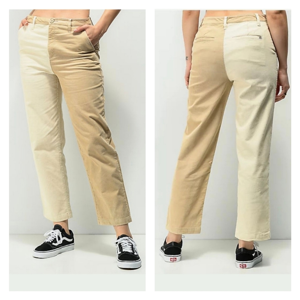 Brixton Victoria Corduroy‎ Straight Leg Pants Tan Cream 28